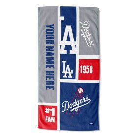 [Personalization Only] OFFICIAL MLB Colorblock Personalized Beach Towel - Dodgers