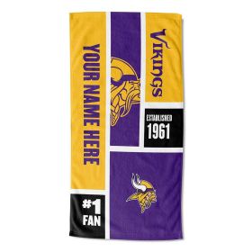 [Personalization Only] OFFICIAL NFL Colorblock Personalized Beach Towel - Vikings