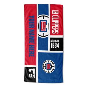 [Personalization Only] OFFICIAL NBA Colorblock Personalized Beach Towel - Los Angeles Clippers