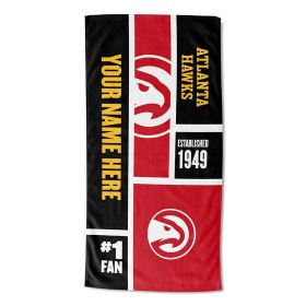 [Personalization Only] OFFICIAL NBA Colorblock Personalized Beach Towel - Atlanta Hawks