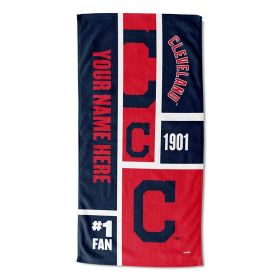 [Personalization Only] OFFICIAL MLB Colorblock Personalized Beach Towel - Guardians