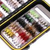 Kylebooker Fishing Dry Wet Flies Scud Nymph Midge Larvae Fishing Bait Box Trout Fishing Fly Hook Lures Carp Artificial Bait