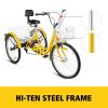 24" Adult Tricycle 3-Wheel 7 Speed Bicycle Trike Double Basket 330LBS Bike