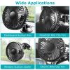 Car Cooling Fan Portable Rotatable USB Vehicle Fan Backseat Clip Fan Dashboard Window Suction Fan for SUV RV Pickup with 3 Speeds